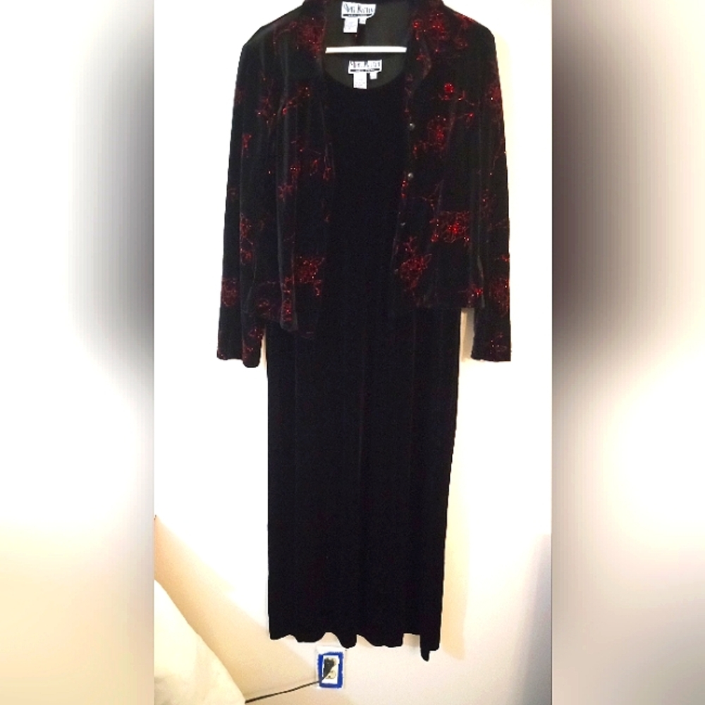 [ Sheri Martin ] 2 piece detachable shirt and dress set black velvet
